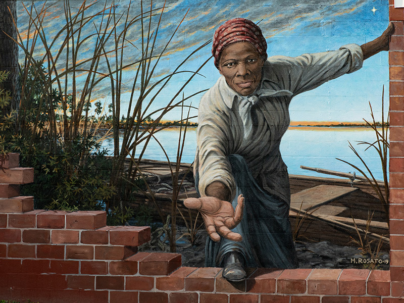 Harriet Tubman Mural by Michael Rosato in Cambridge, MD