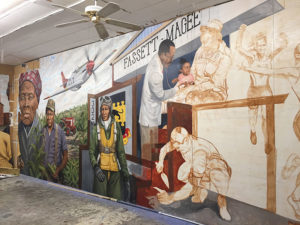 Mural by Michael Rosato in progress in Cambridge, MD